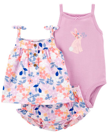 CARTER'S INFANT GIRL'S 3-PIECE OUTFIT PINK FLORAL & STRIPED,CHECK FOR SIZES CARTER'S INFANT GIRL'S 3-PIECE OUTFIT PINK FLORAL & STRIPED,CHECK FOR SIZES